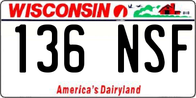 WI license plate 136NSF