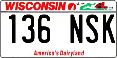 WI license plate 136NSK