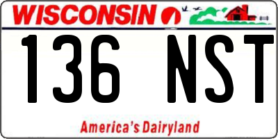 WI license plate 136NST