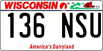 WI license plate 136NSU