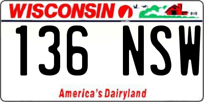 WI license plate 136NSW