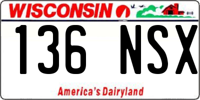 WI license plate 136NSX