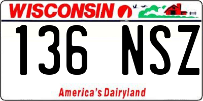 WI license plate 136NSZ