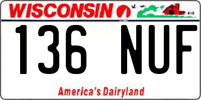 WI license plate 136NUF