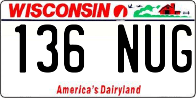 WI license plate 136NUG