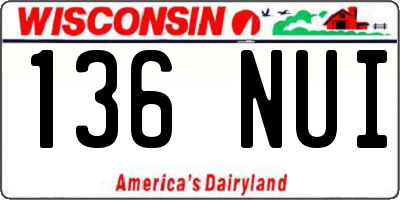 WI license plate 136NUI