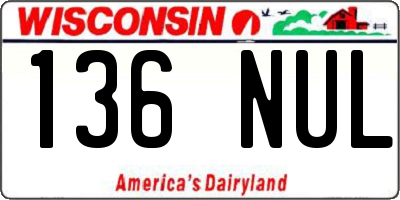 WI license plate 136NUL