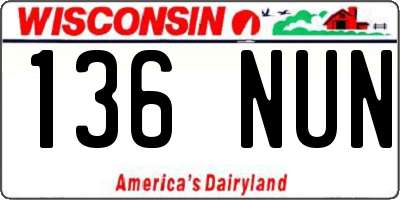 WI license plate 136NUN