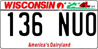 WI license plate 136NUO