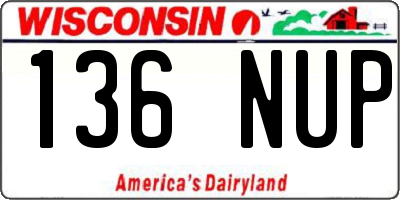 WI license plate 136NUP