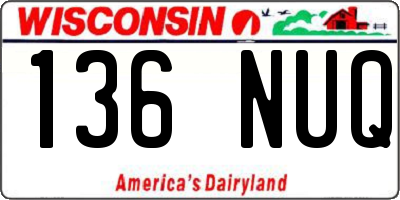 WI license plate 136NUQ