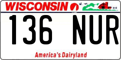 WI license plate 136NUR