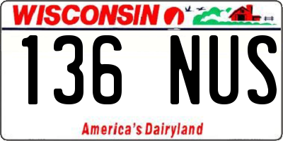 WI license plate 136NUS