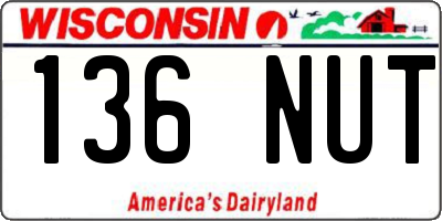 WI license plate 136NUT