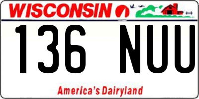 WI license plate 136NUU