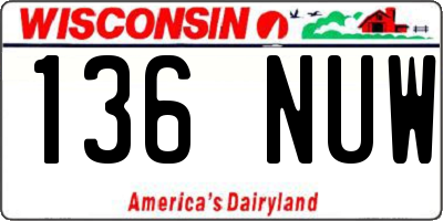WI license plate 136NUW