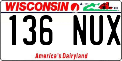 WI license plate 136NUX