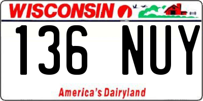 WI license plate 136NUY