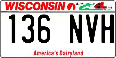 WI license plate 136NVH