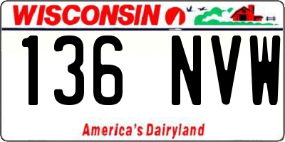 WI license plate 136NVW