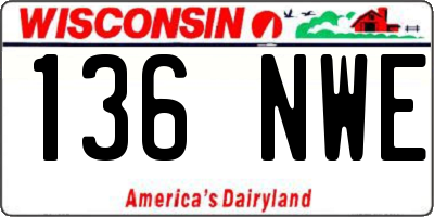 WI license plate 136NWE