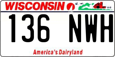 WI license plate 136NWH