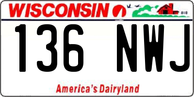 WI license plate 136NWJ