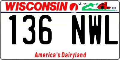 WI license plate 136NWL