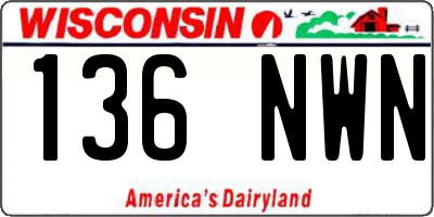 WI license plate 136NWN