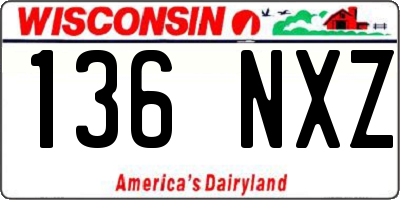 WI license plate 136NXZ