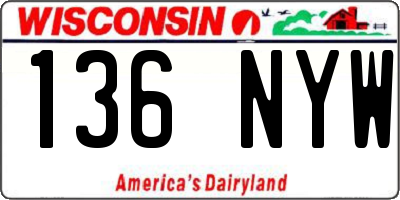 WI license plate 136NYW