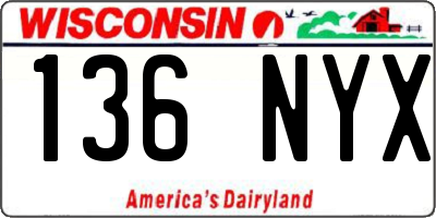 WI license plate 136NYX