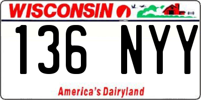 WI license plate 136NYY