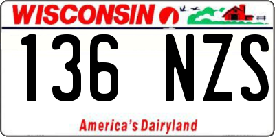 WI license plate 136NZS