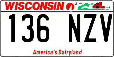 WI license plate 136NZV