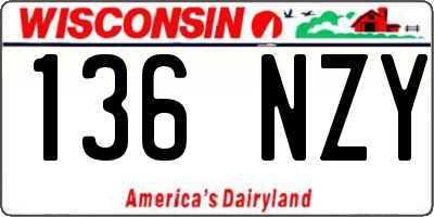 WI license plate 136NZY