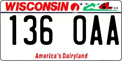 WI license plate 136OAA