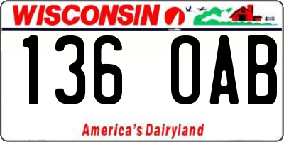 WI license plate 136OAB