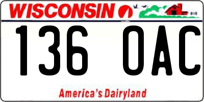 WI license plate 136OAC