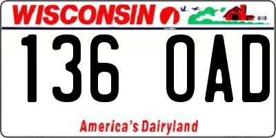 WI license plate 136OAD
