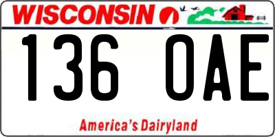 WI license plate 136OAE