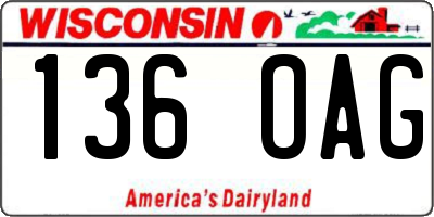 WI license plate 136OAG