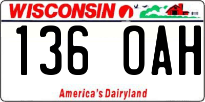 WI license plate 136OAH