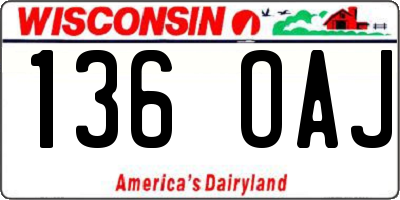 WI license plate 136OAJ