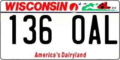 WI license plate 136OAL