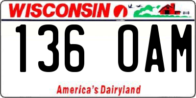 WI license plate 136OAM