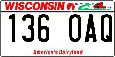 WI license plate 136OAQ