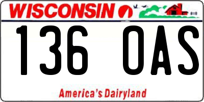 WI license plate 136OAS