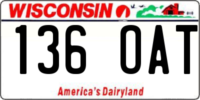 WI license plate 136OAT