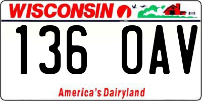 WI license plate 136OAV